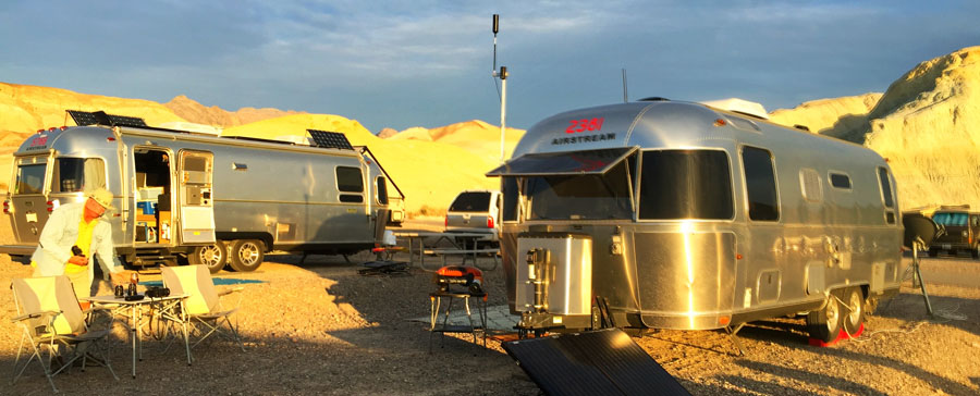 Setting up our Airstream rigs in Death Valley for solar energy capture and enhanced communications