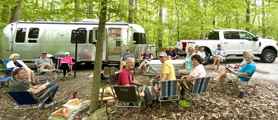 FallingWater Caravan evening campsite gathering at Ohiopyle State Park in Pennsylvania